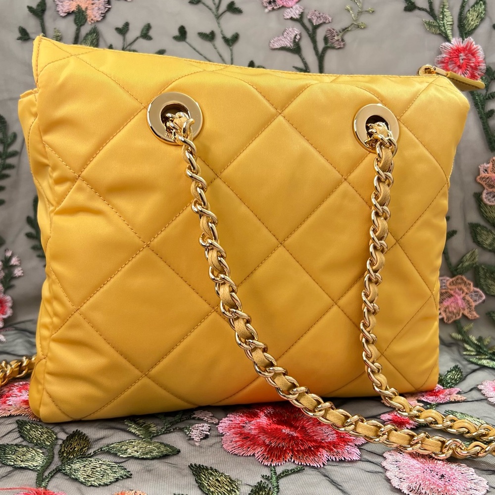 Auth PRADA Bag • Authentic PRADA 1995 Re-Edition Chain Tote in Yellow Re-Nylon - Picture 14 of 16